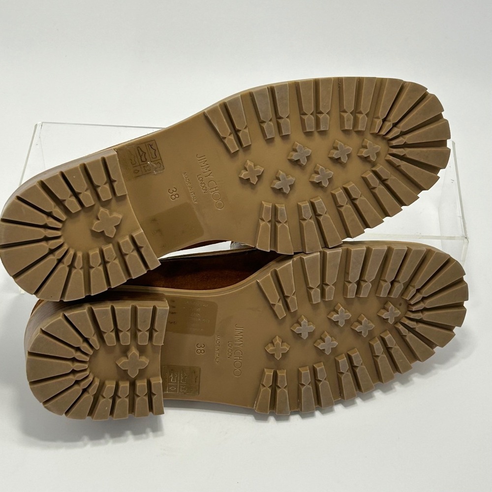 Jimmy Choo Size 38 US 6.5 Narrow Suede Shearling Crystal Deanna Loafer Shoes - Picture 14 of 15